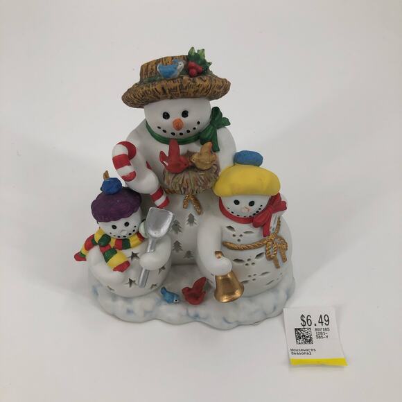 Partylite Retired Snowbell Holiday Family Tealight Candle Holder Snowmen - Picture 2 of 13